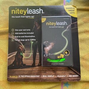 NiteyLeash LED Light Up  Pet Dog Leash Green NIP